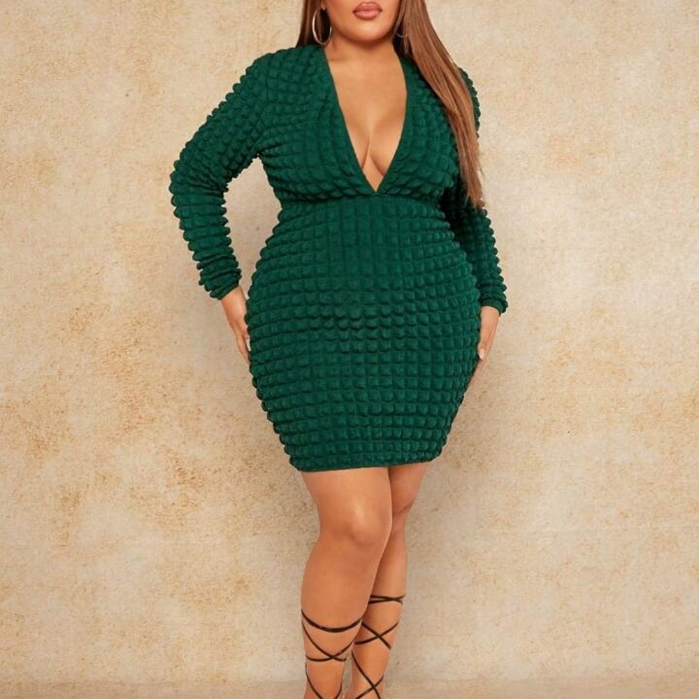Elegant Green Textured Dress